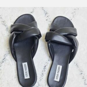 Steve Madden Black Slide Sandals Minimalist Design